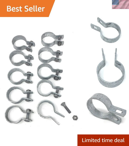 10 Pack Brace Bands for Chain Link Fence - Includes Bolts & Nuts