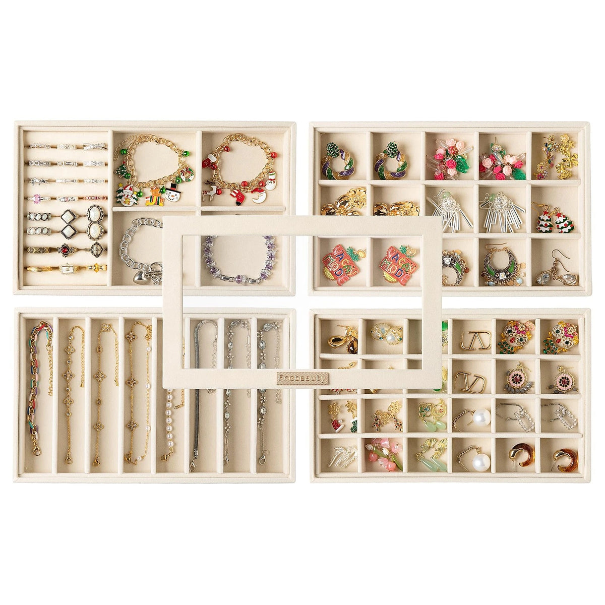 Stackable Jewelry Trays for Organizer with Glass Lid (5 in)