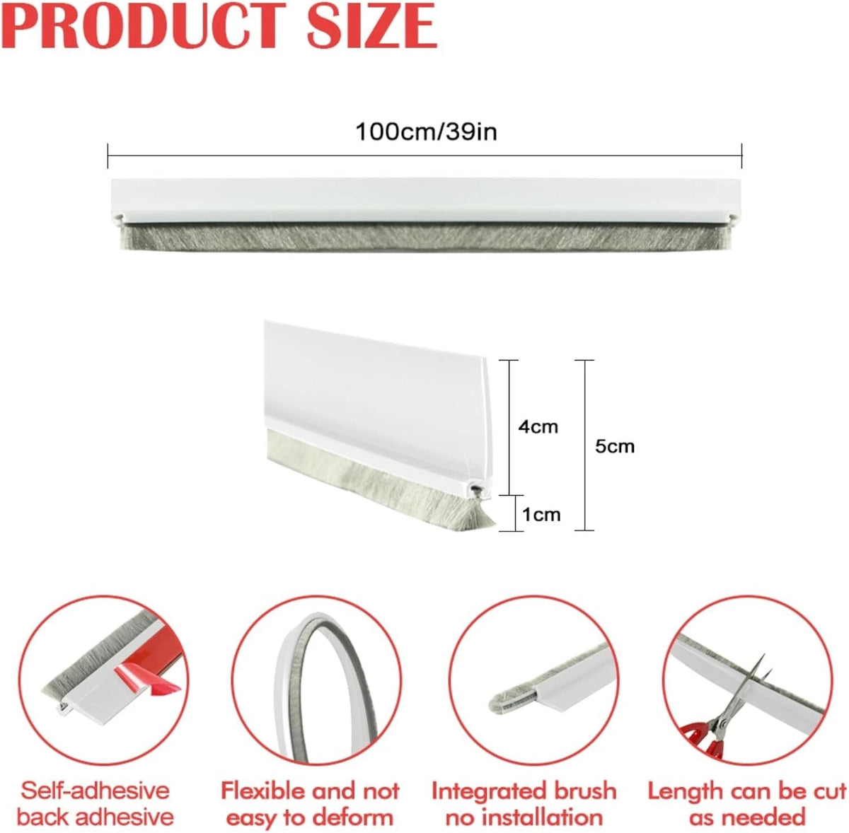 Door Sweep for Bottom of Door, 39.2" L with Brush (Universal Fit)