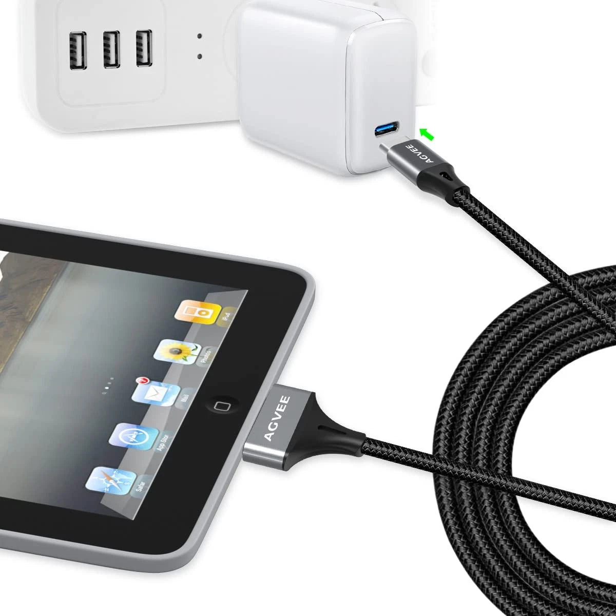 2X 3ft USB-C to 30 Pin Cable for Old iPhone (No Part Numbers)