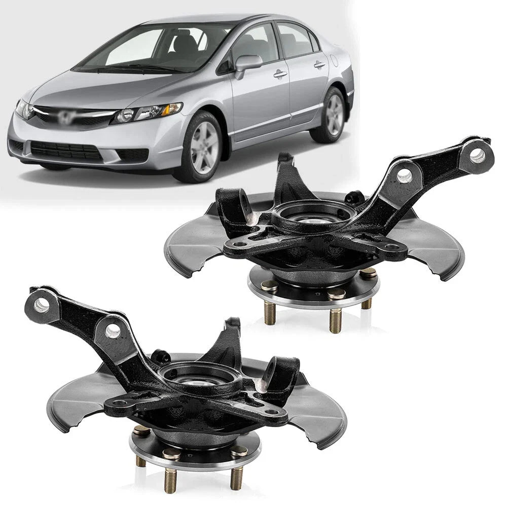 Pair Front Steering Knuckle w/ Wheel Hub Bearing for Honda Civic 698-450 698-451