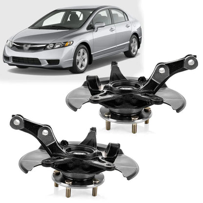 Pair Front Steering Knuckle w/ Wheel Hub Bearing for Honda Civic 698-450 698-451
