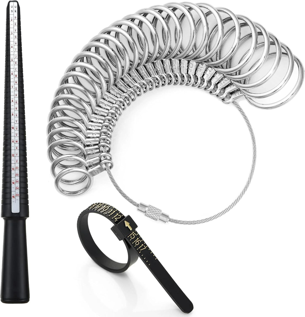 Ring Sizer Measuring Tool Kit - Plastic Mandrel, Reusable