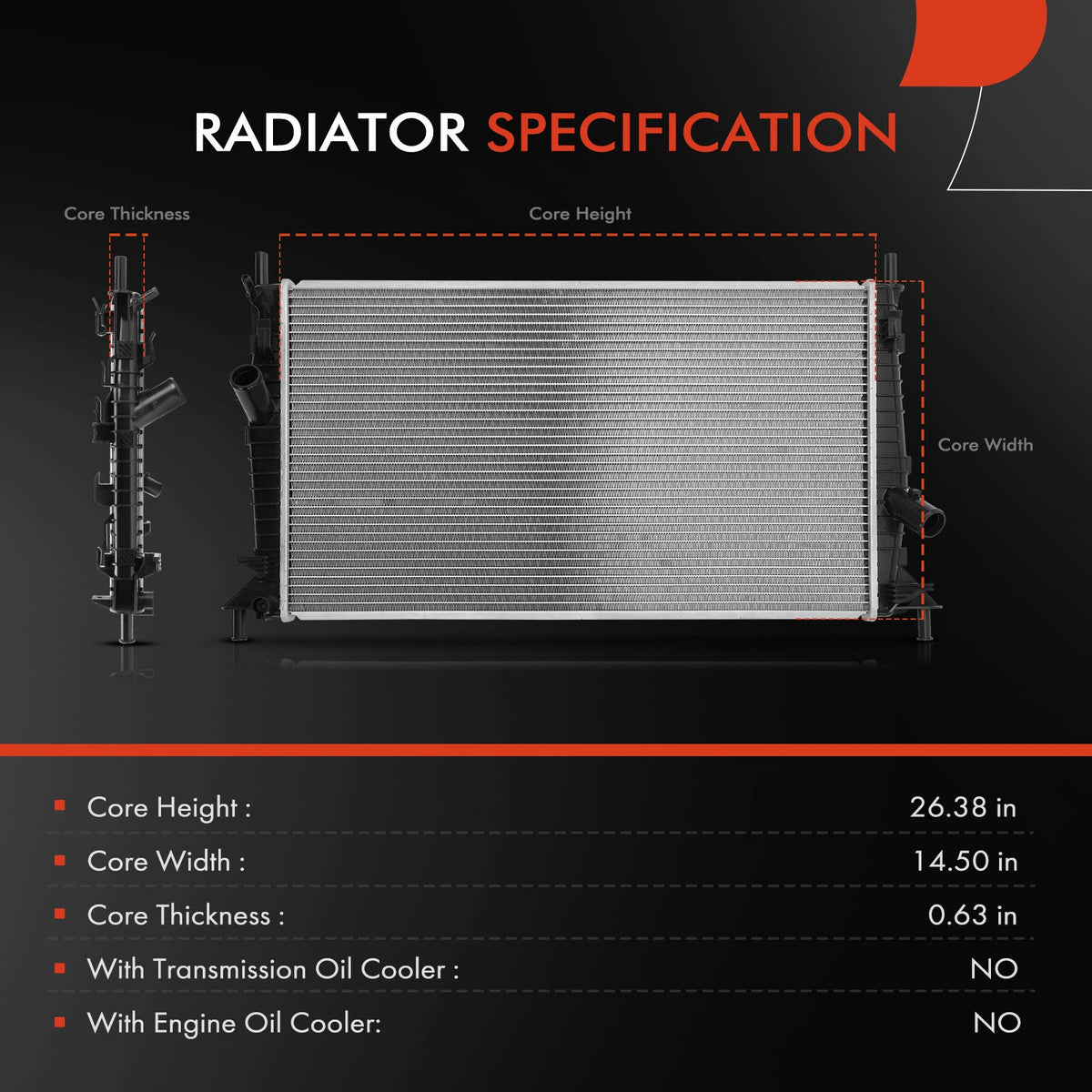 Radiator for Mazda 3 (2004–2009) L33X15200, MA3010212, 2696