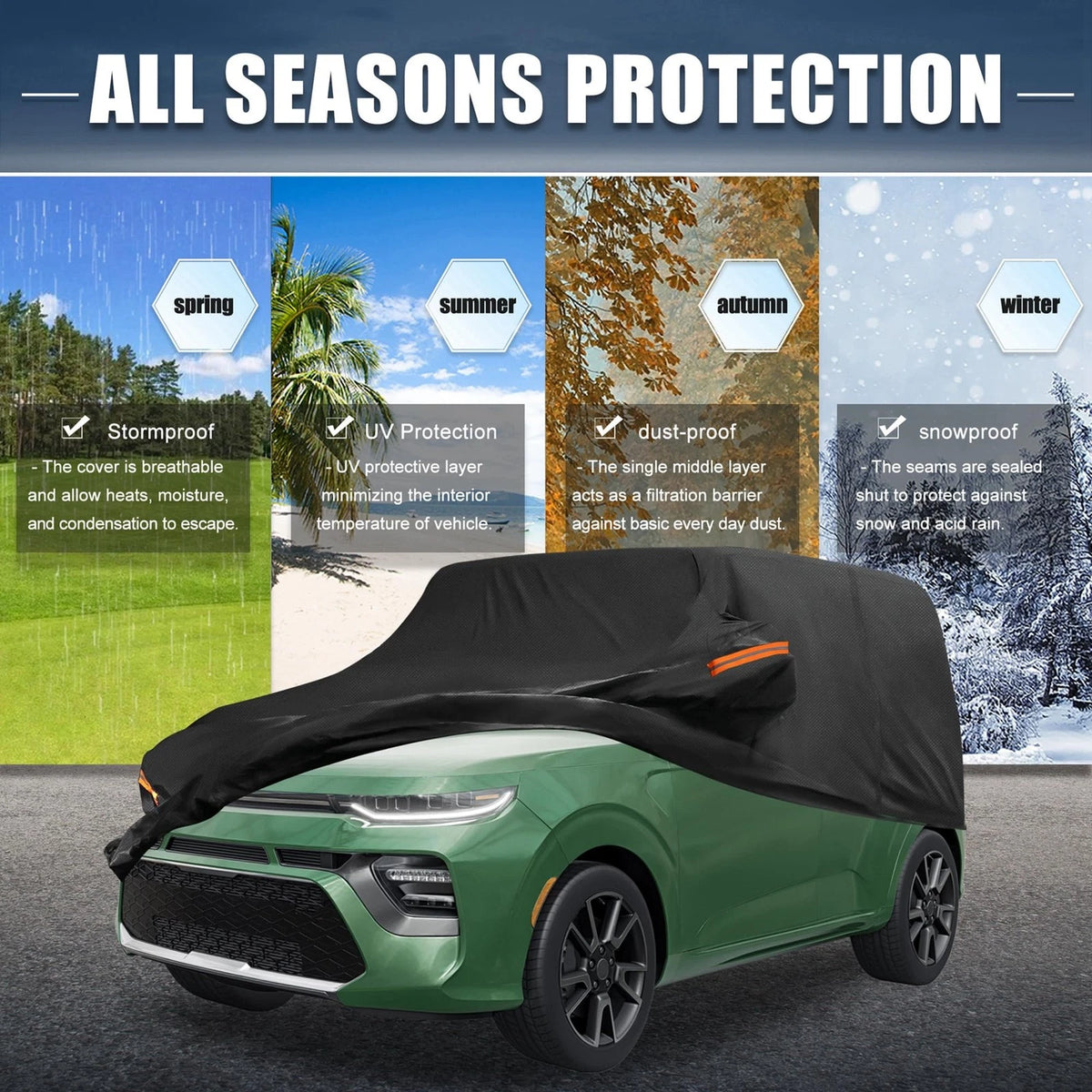 Outdoor Car Cover for Kia Soul (2009–2025) Waterproof Windproof All-Weather