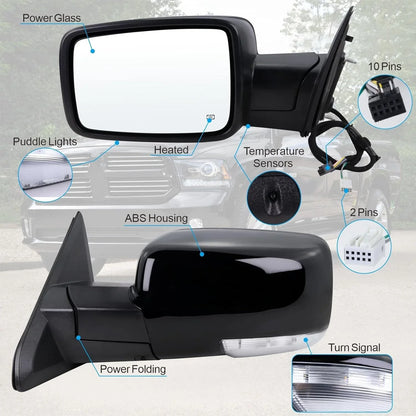 Power Fold Heated Temp Sensor Mirror for Dodge Ram 1500 (2013–2019)