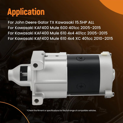 Starter Motor for Kawasaki KAF400 Mule 600 610 (12V, 9 Teeth, 21163-7028, AM134946)