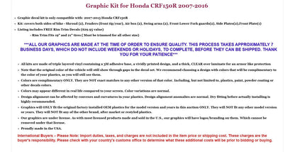Graphic Stickers +#PLT/RIM Decals for Honda CRF150R (2007–2016)