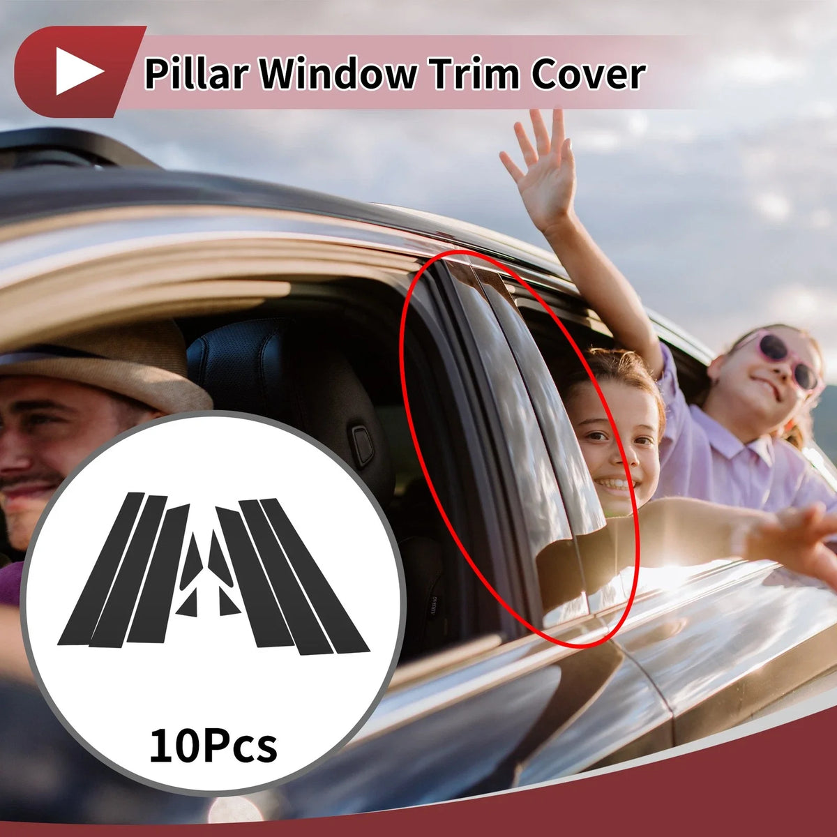 Door Pillar Window Trim for Nissan Murano (2003–2008) Black Left Right