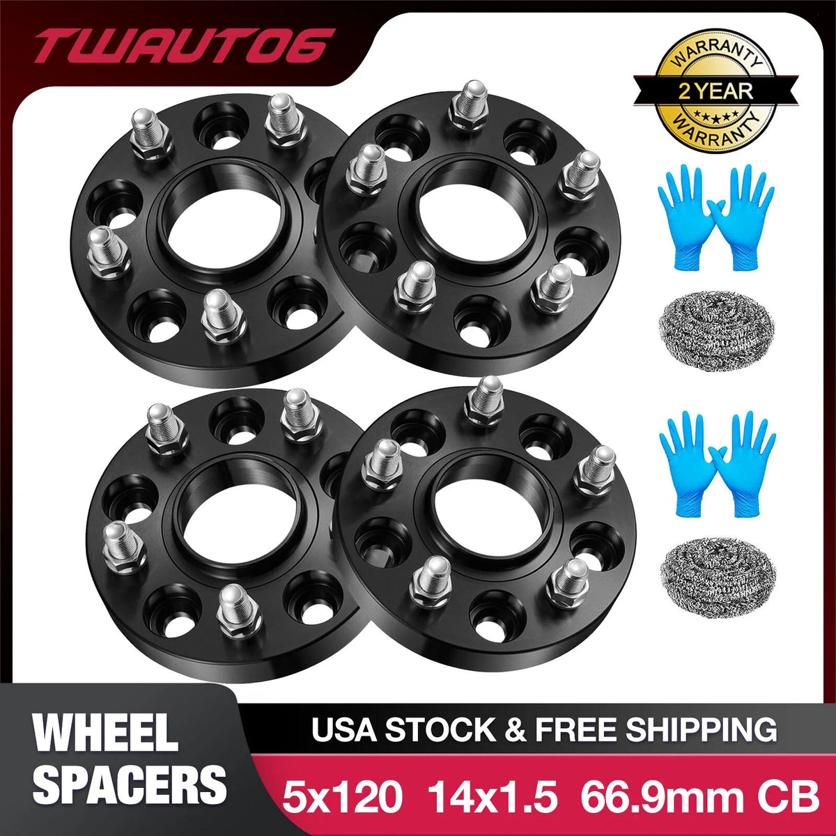 5x120 Wheel Spacers for Chevy 66.9 Hubcentric 1" Thick 6061-T6 (14x1.5) (2014–2019)