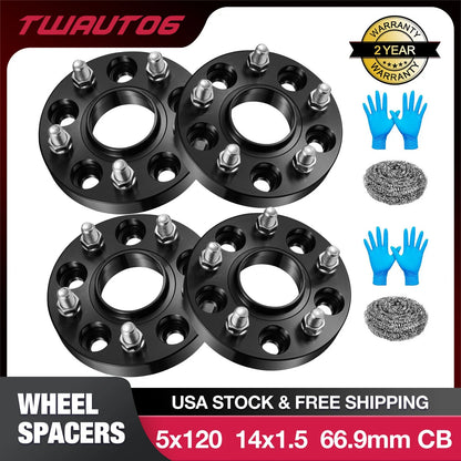 5x120 Wheel Spacers for Chevy 66.9 Hubcentric 1" Thick 6061-T6 (14x1.5) (2014–2019)