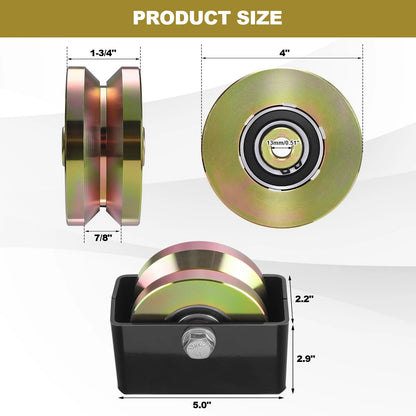 Set of 4 V Groove Sliding Gate Rollers Wheels for Soiiw (2-4 inches x 1.75 inches)