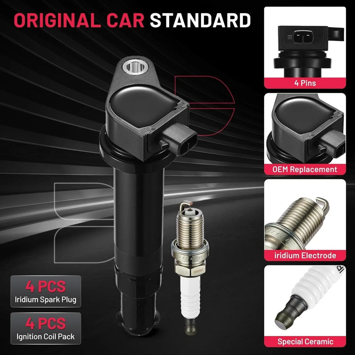 4X Ignition Coils & Spark Plugs for Hyundai Accent Kia Rio (2006–2011) UF499