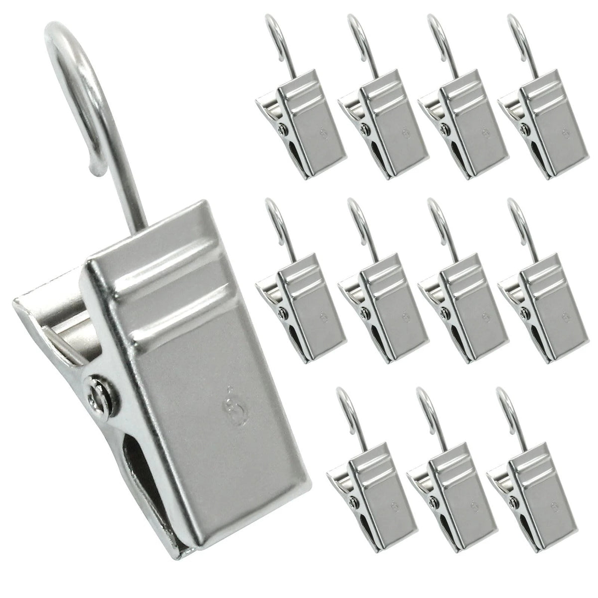 120Pcs Small Curtain Hooks with Clips for Drape Silver
