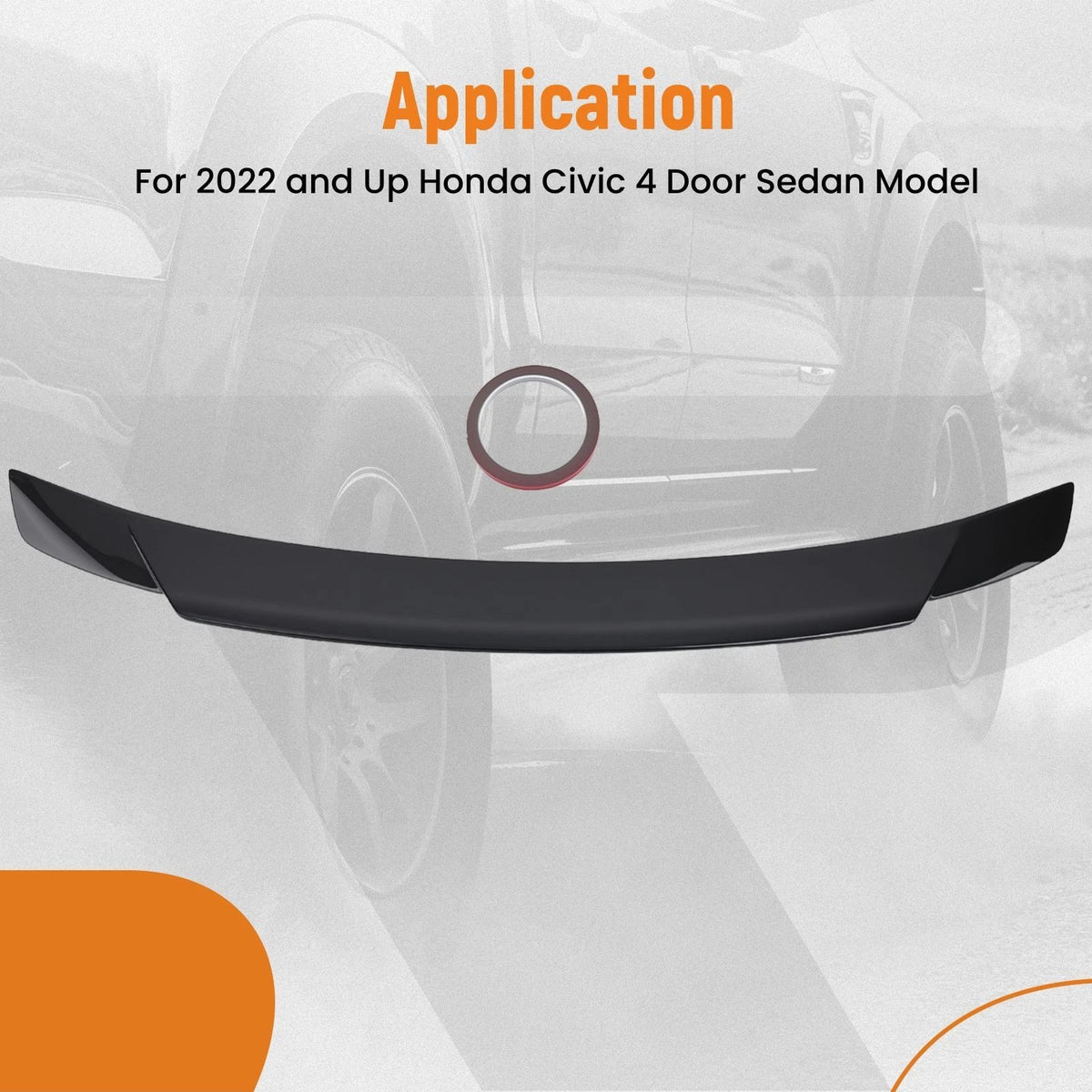 Trunk Spoiler Wing Lip for Honda Civic Sedan (2022–2024) GE2K8U Gloss Black ABS