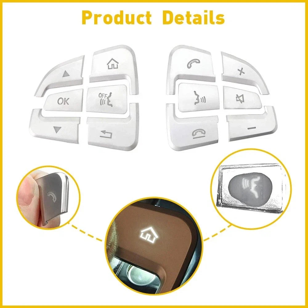 Chrome Steering Wheel Button Sticker Covers for Mercedes Benz GLC C Class (2015–2021)
