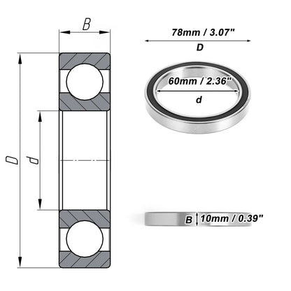 6812DD Deep Groove Ball Bearing for Scooter Skateboard Wheel (60x78x10mm)