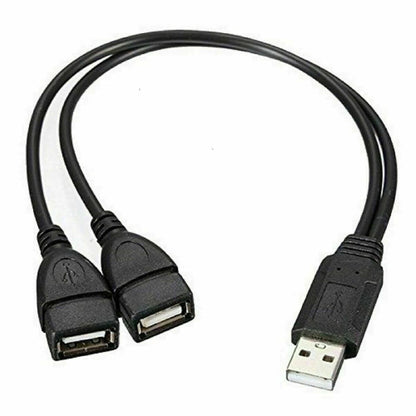 USB 2.0 Male to 2X Female Splitter Hub Adapter for Universal Use