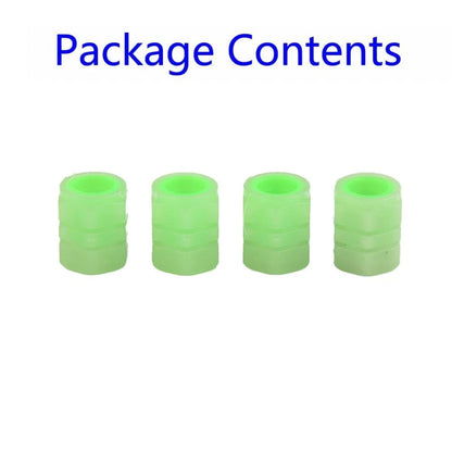 4X Luminous Tire Valve Caps for Vehicle Wheel (Glow Dust Cover Kit)