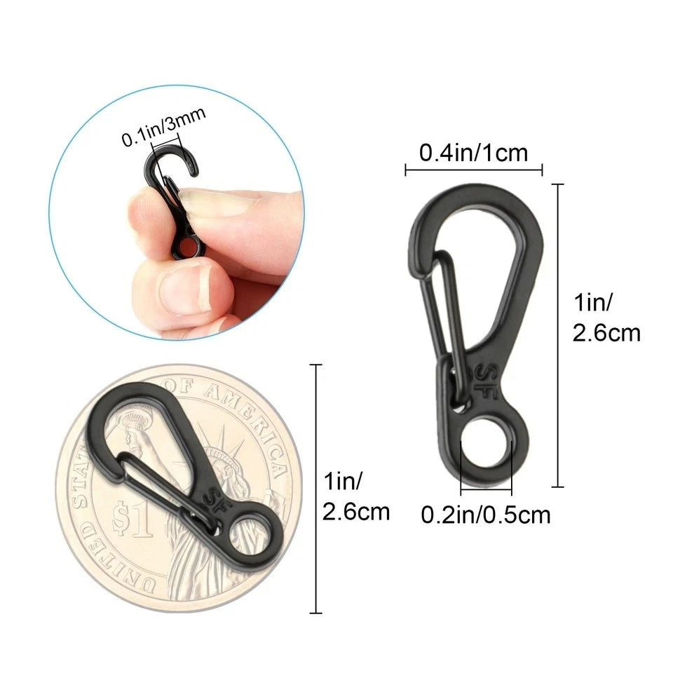 10Pcs Mini Carabiner Snap Hook Clip Aluminum for Outdoor Camping Key Chain
