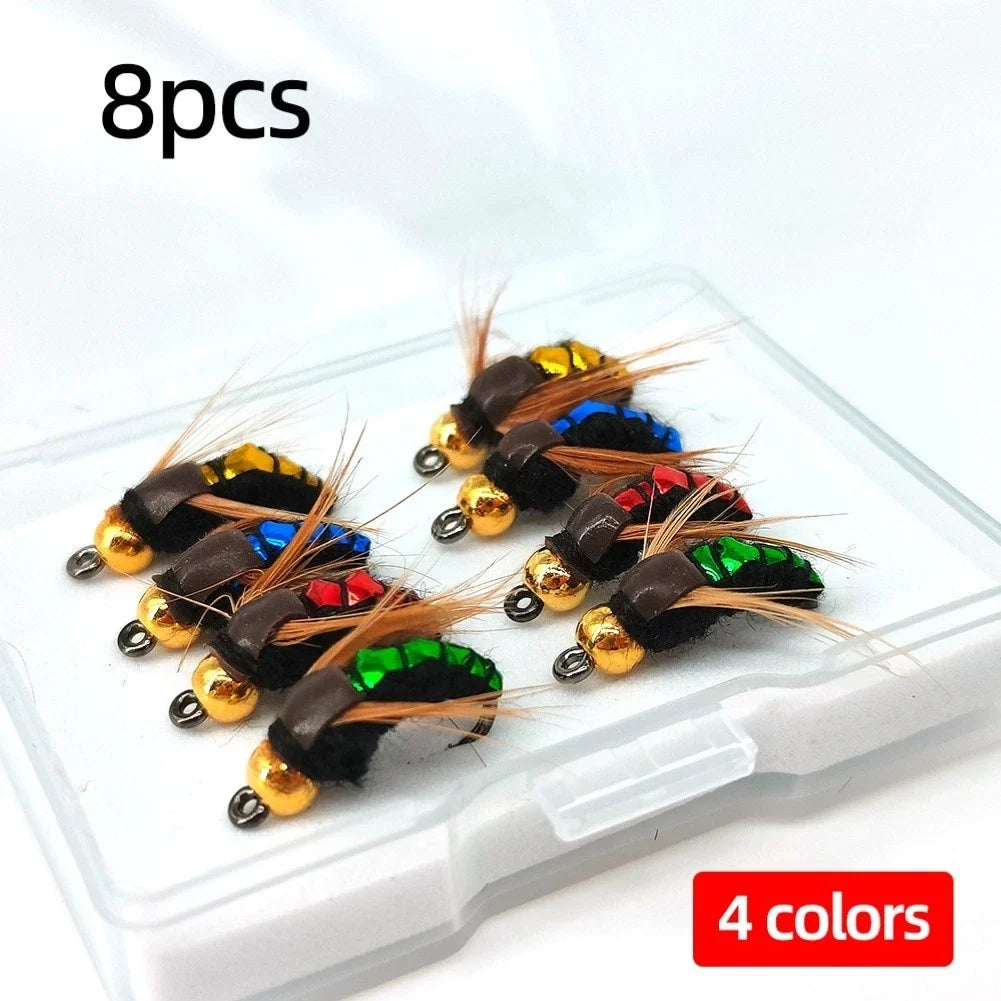 8Pcs Fly Fishing Lures for Bass and Trout (4.2cm)