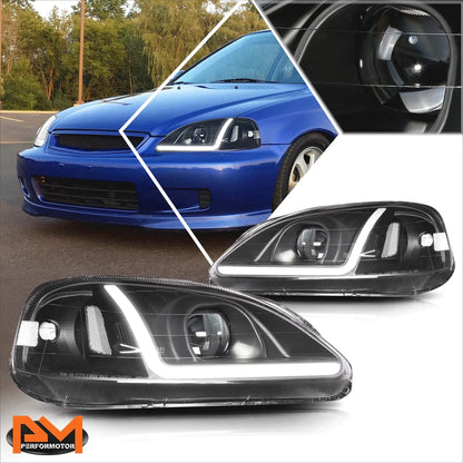 LED DRL Tube Projector Headlight for Honda Civic (1999–2000)