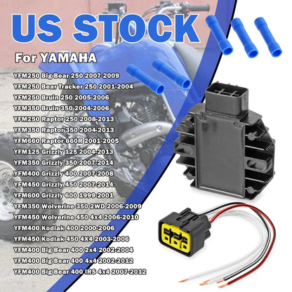 Voltage Regulator Rectifier & Plug for Yamaha Grizzly 125 350 400 450 600 (2002–2018)