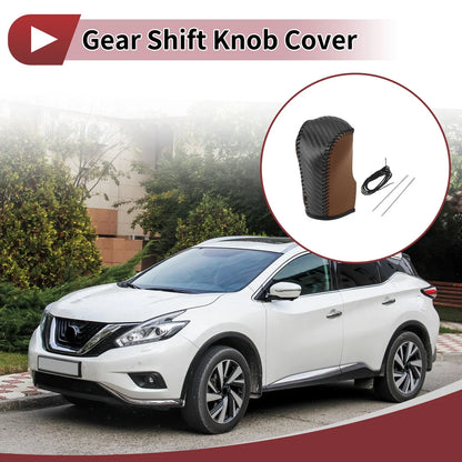 1 Pc Gear Shift Knob Cover for Nissan Murano (2009–2013) Black Brown Faux Leather