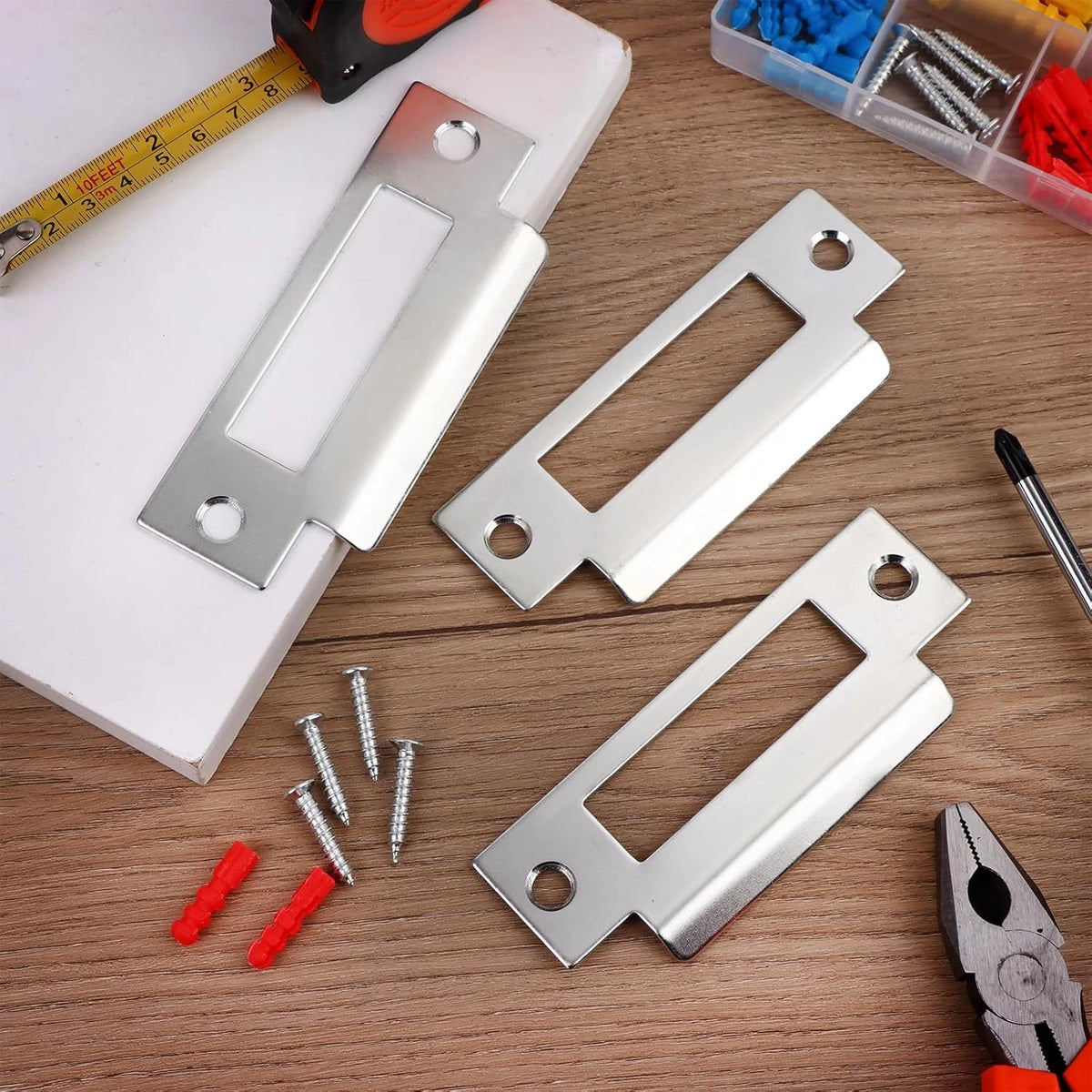 3Pcs 4-7/8" Zinc Plated Strike Plate for Universal Door (N/A)