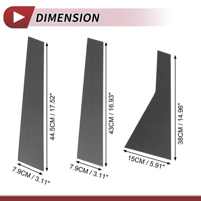 6 Pcs Door Pillar Window Trim for Nissan Rogue (2021–2023) Carbon Fiber