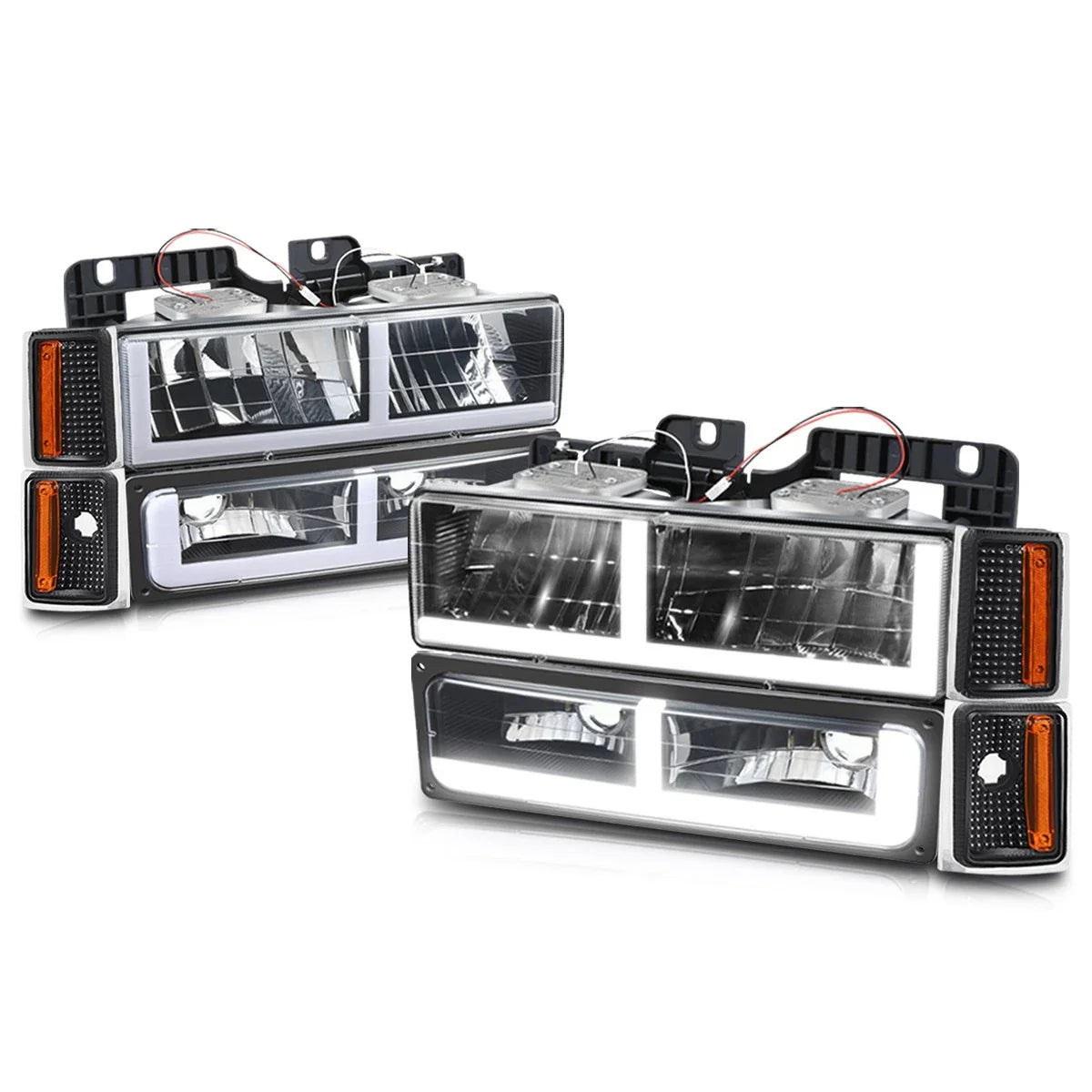 F-Shape LED DRL Headlights for Chevy C/K 1500-3500 Suburban (1988–1993)