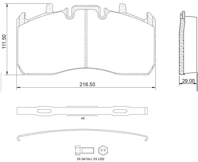 Air Disc Brake Pads for Meritor EX225L2 (AGO-D1370, Rep: Meritor D1370)