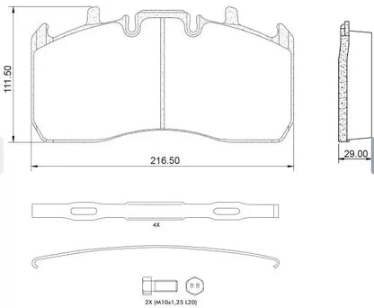 Air Disc Brake Pads for Meritor EX225L2 (AGO-D1370, Rep: Meritor D1370)