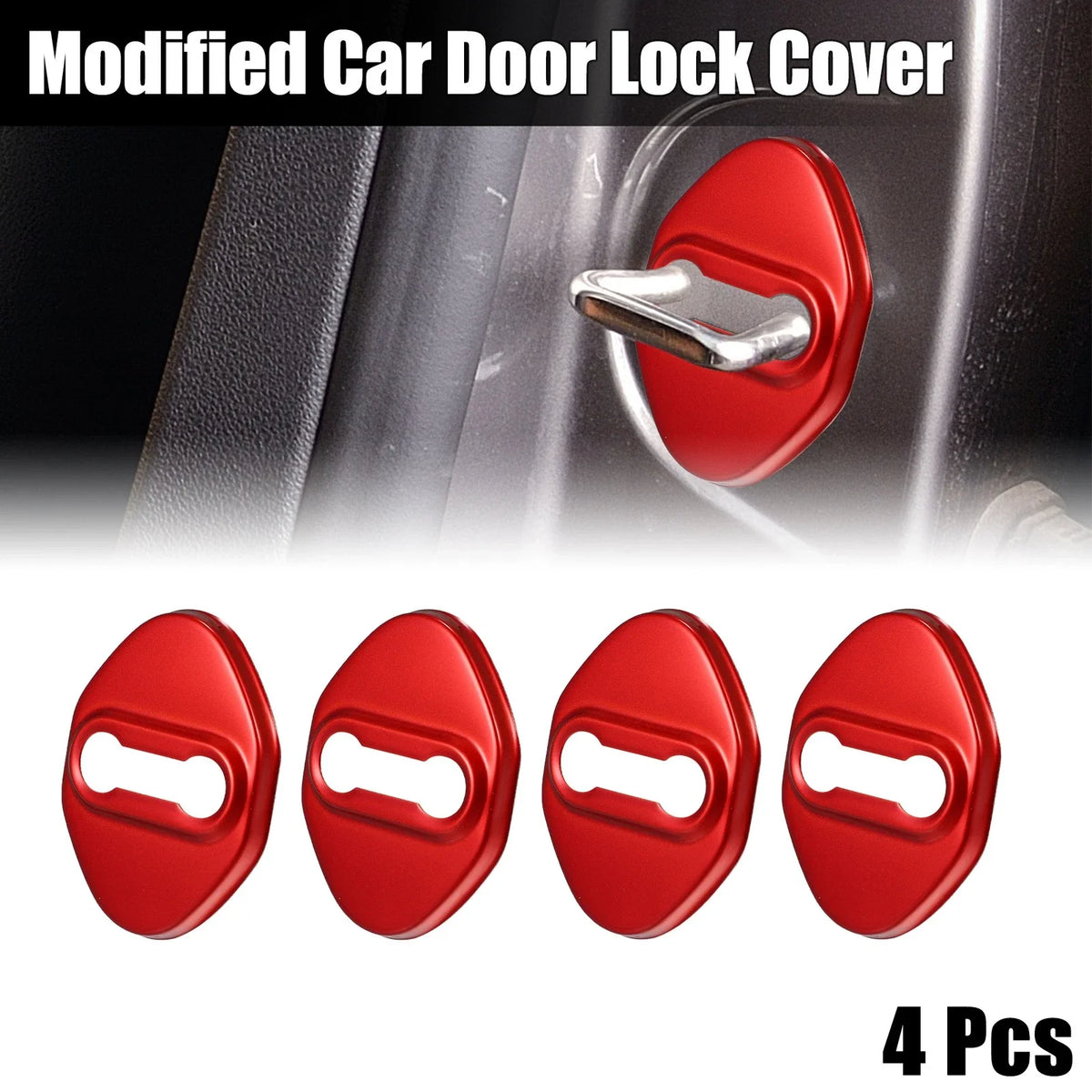 Set of 4 Door Lock Latch Covers for Ford Focus (2019–2021) Red