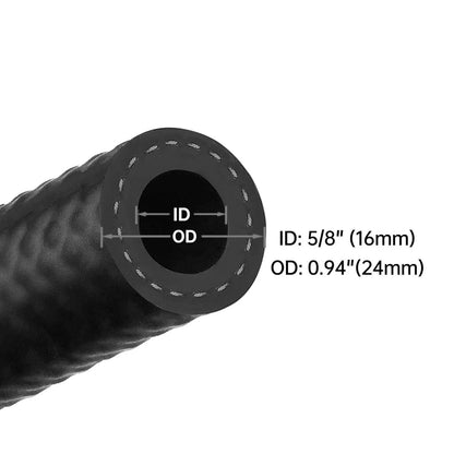 20FT 5/8in (16mm) Fuel Line Hose for Gas Lines Rubber NBR (300 PSI) Black (2010–2010)