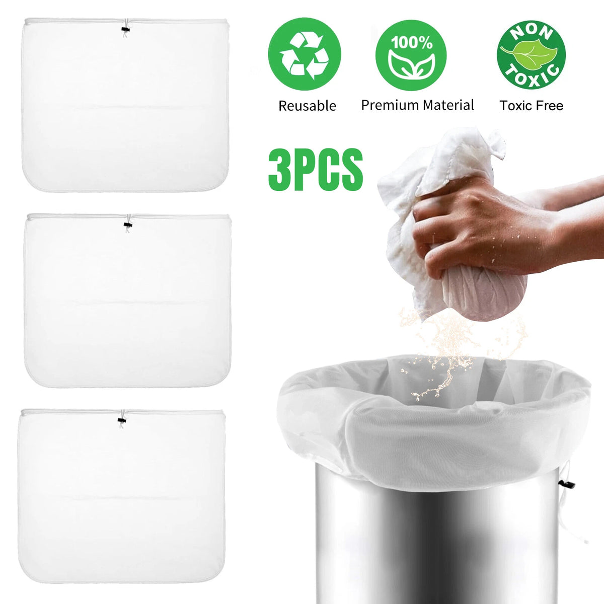 3 Pcs Extra Large Fine Mesh Brew Bags for Home Wine Making (26"x22")