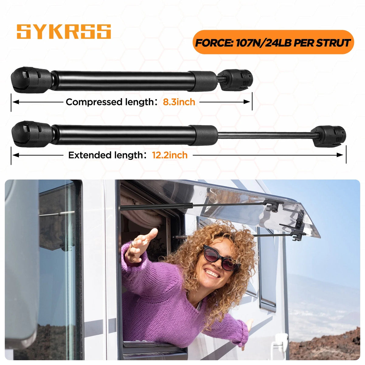 2X C16-03795 Gas Strut Shock Lift Support for Leer Camper Shell (12in, 24lb)