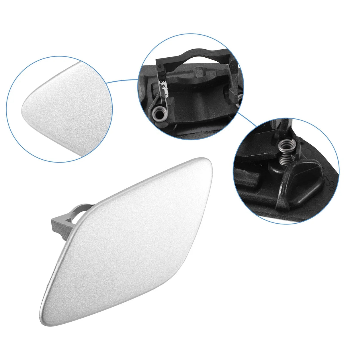 Left Front Bumper Headlight Washer Nozzle Cover Cap for BMW 328i Silver Tone