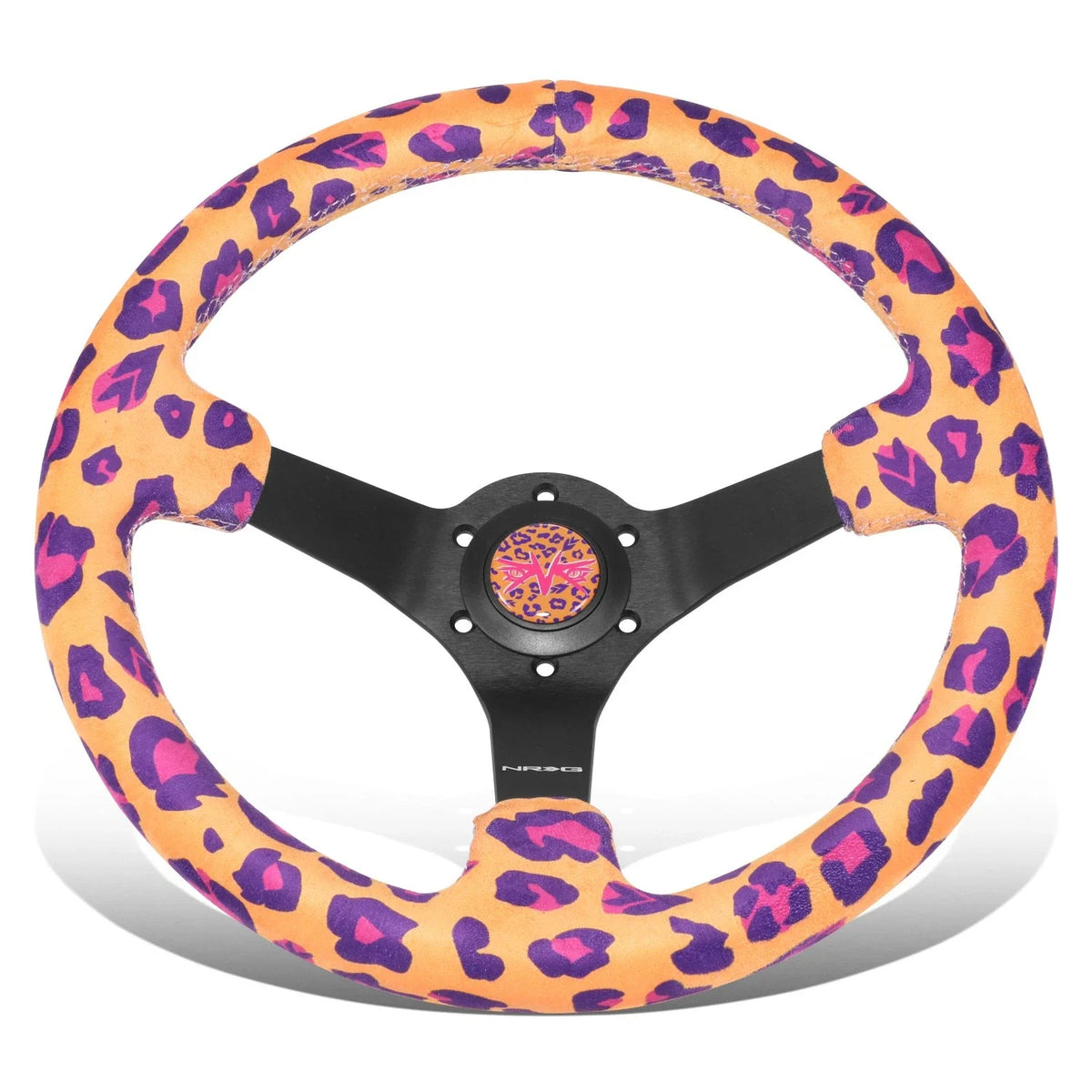350mm NRG 3-Spoke Steering Wheel for Universal Fit (350mm) - Orange Black