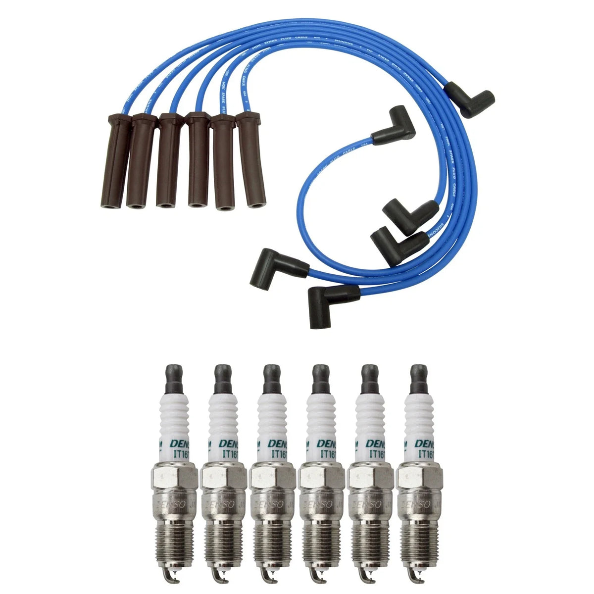NGK Wire Set & Denso 6 Iridium TT Spark Plugs Kit for Cutlass Grand Am (1990–1997)