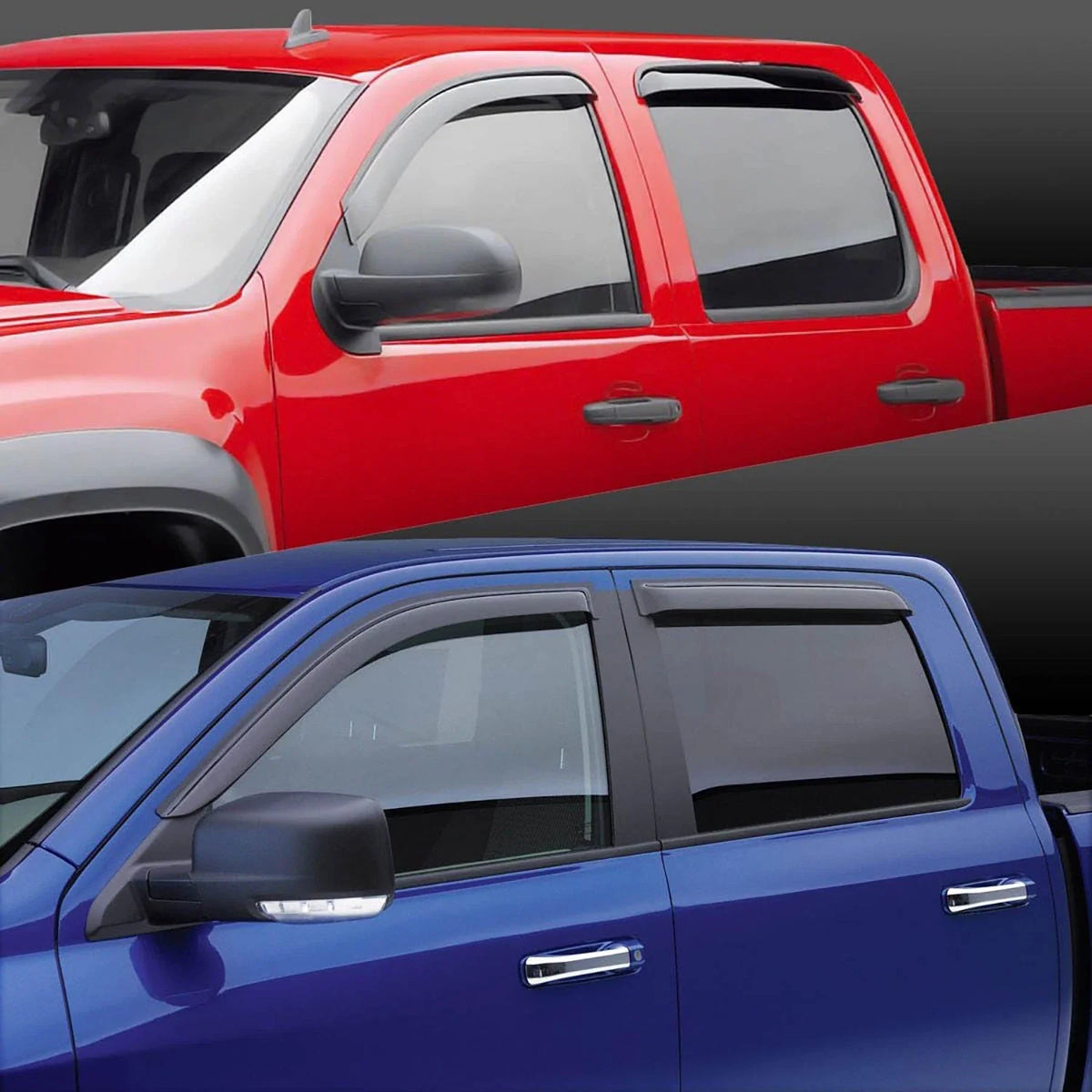 Set of 4 Tape-On Visors for Hyundai Tucson (2016–2021) Glossy Black Smoked Lens