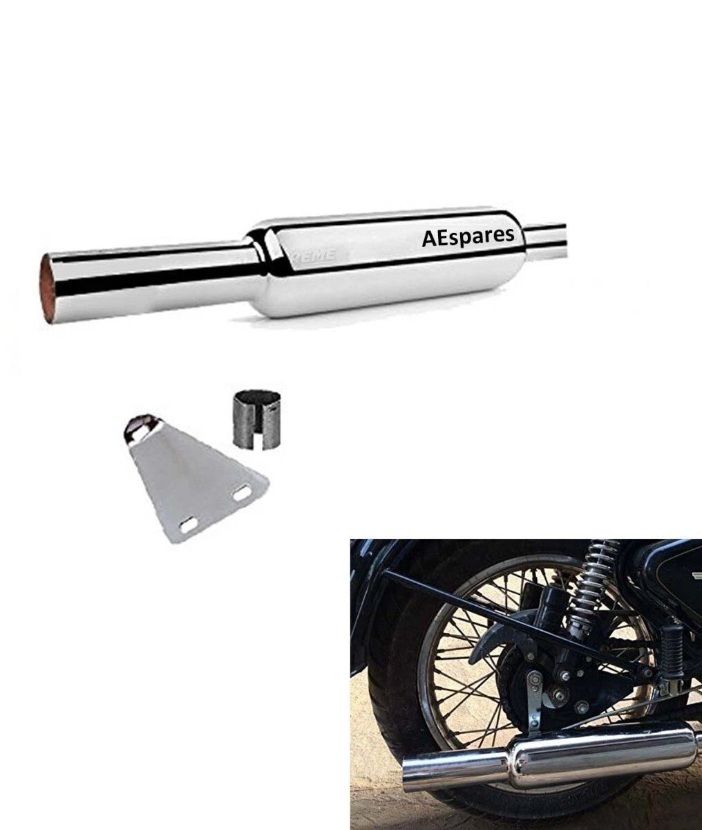 Empty Silencer Exhaust with Bush Chrome for Royal Enfield Bullet 350 500