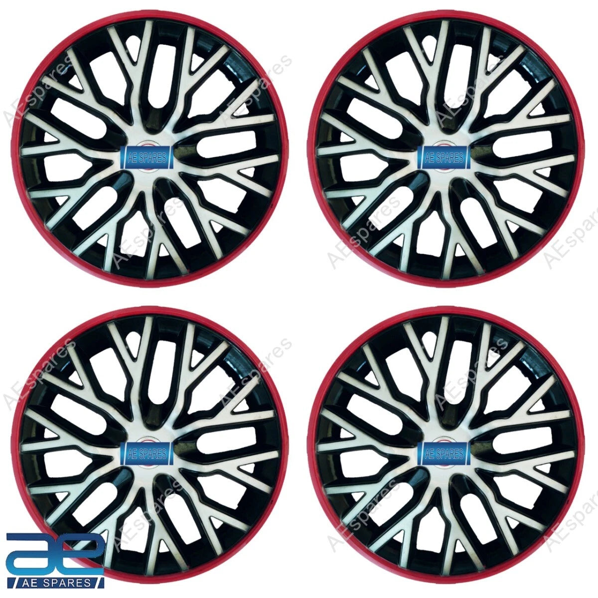 Set of 4 Wheel Hub Caps Cover Plastic Silver Black Red 12-16" for Cars