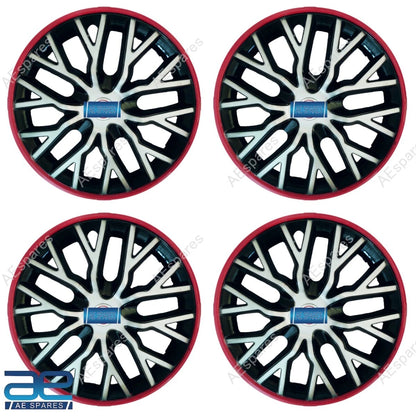 Set of 4 Wheel Hub Caps Cover Plastic Silver Black Red 12-16" for Cars