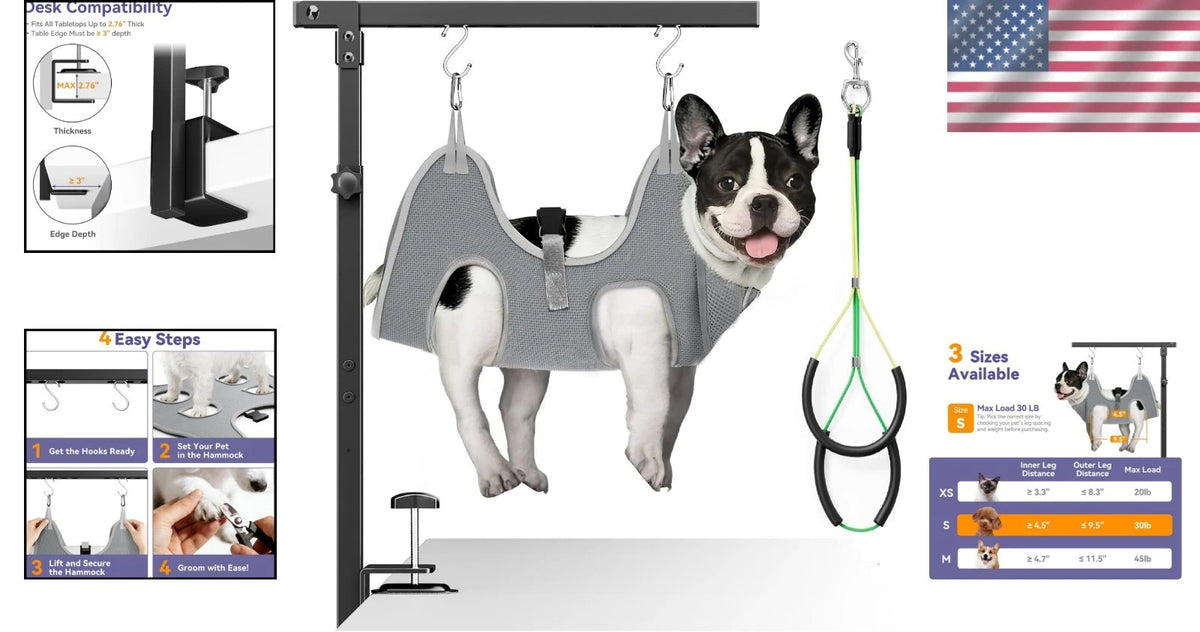 Foldable Dog Grooming Arm with Clamp for Dog Grooming Table (Adjustable 26-40")