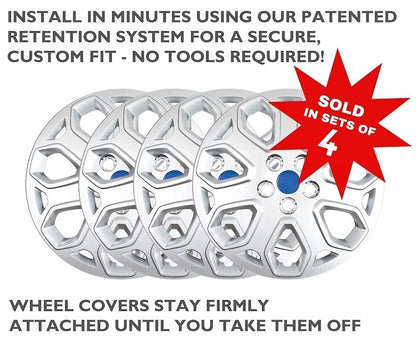 Set of 4 Snap On Silver 16" Wheel Hub Caps for Ford Focus (2012–2014) 46316S