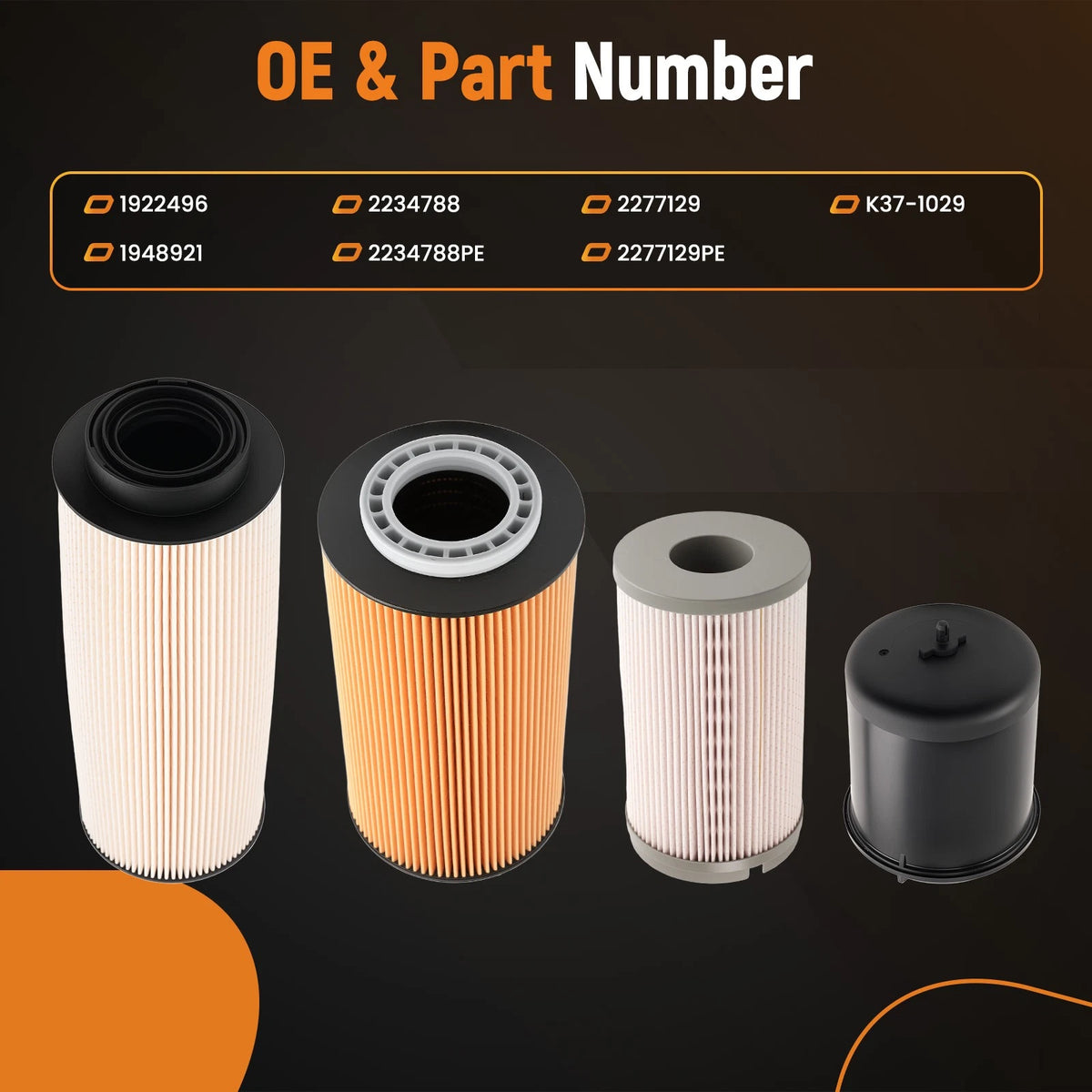 Set of 4 Engine Oil Fuel Filters for MX13 (1922496, 2234788, 7GO4HB)