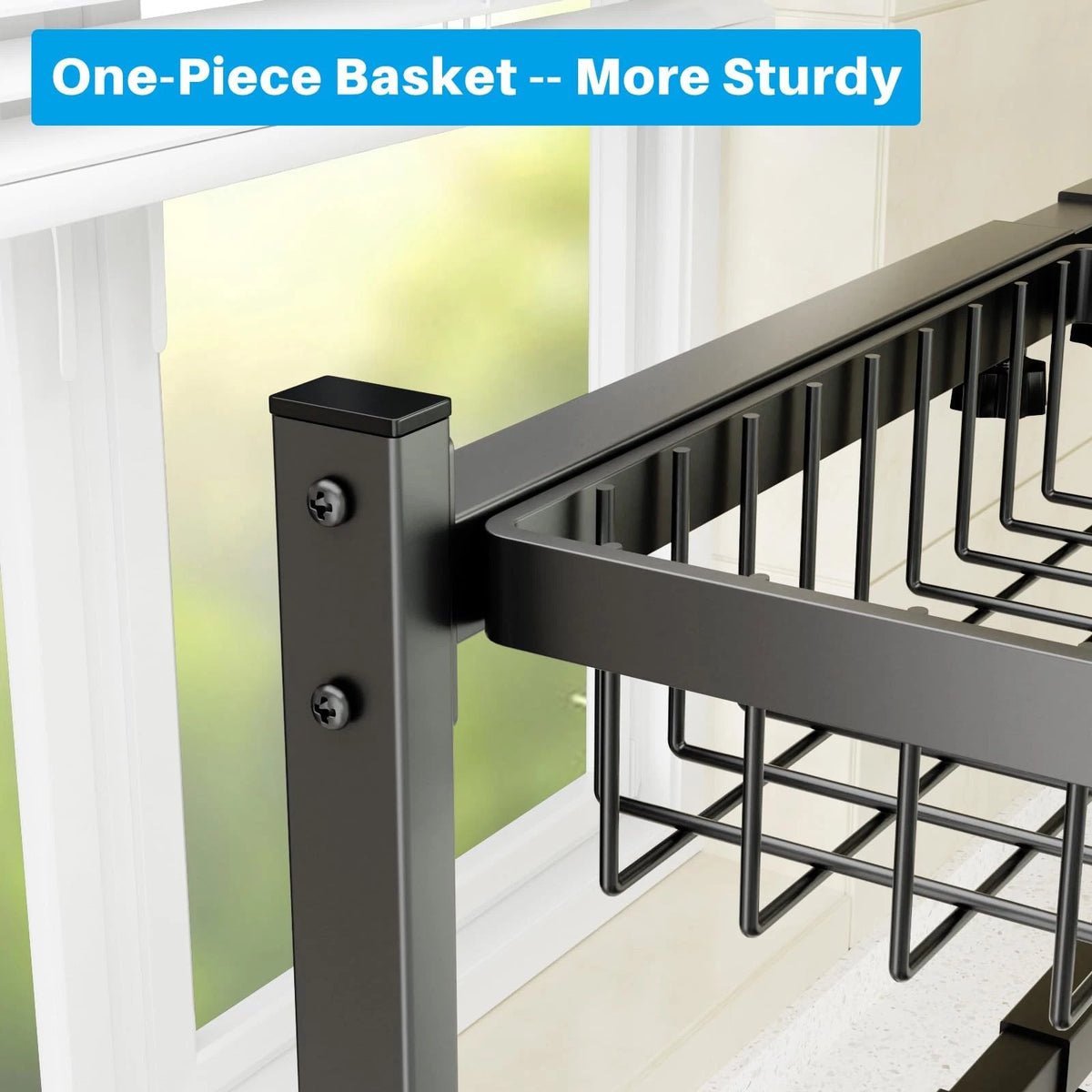 2-Tier Over The Sink Dish Rack with 4 Baskets - Black