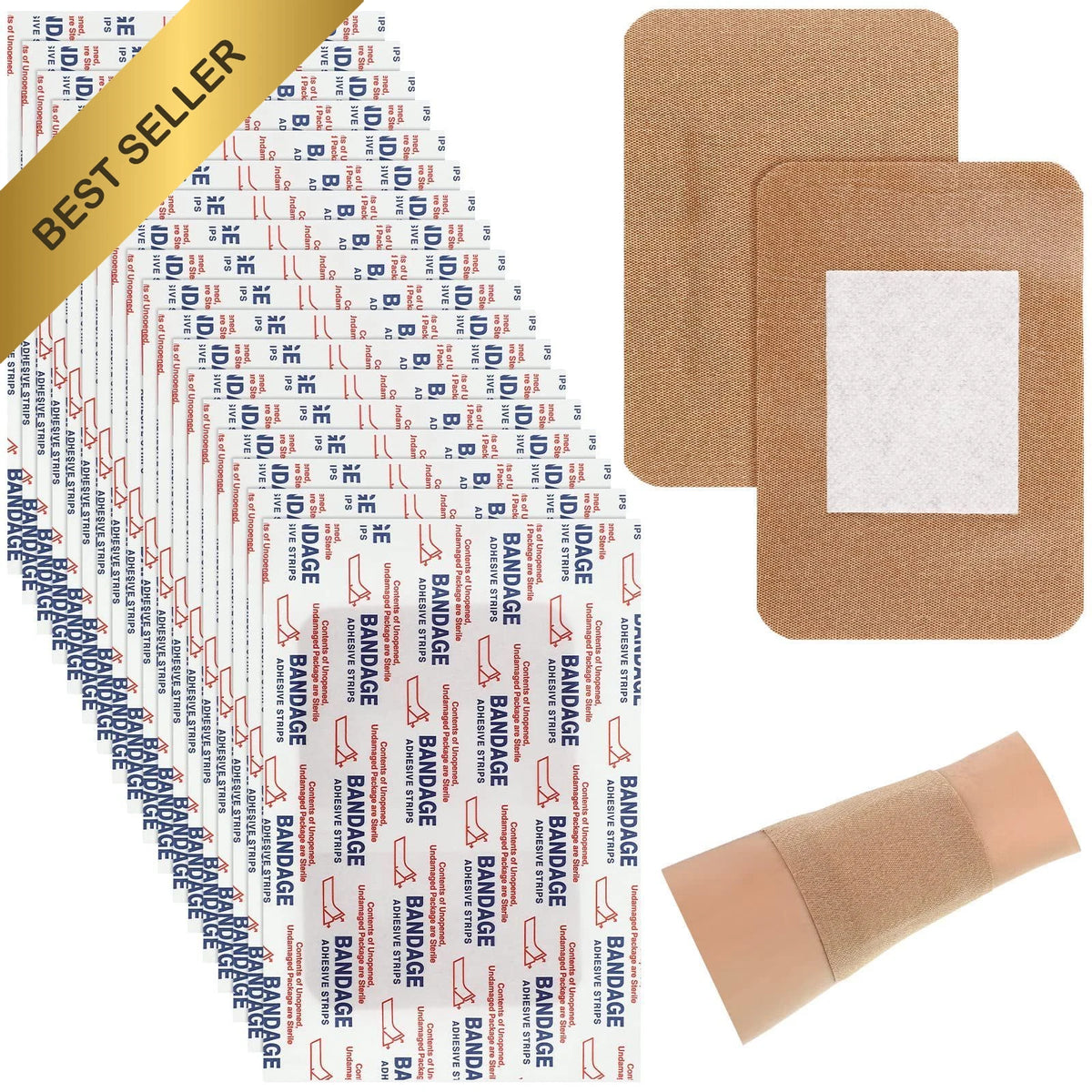60 Pcs Flexible Fabric Bandages 3x4 Inch for Wound Care