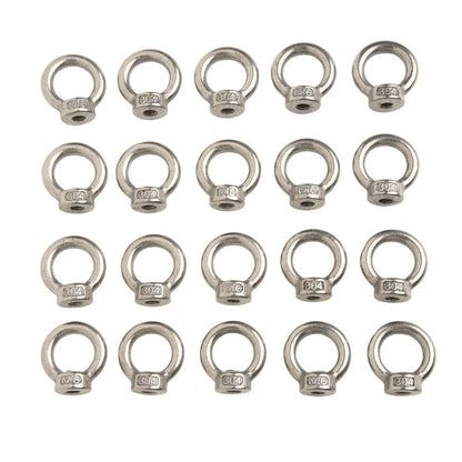 M6 Lifting Eye Nuts Set of 20 in 304 Stainless Steel for Industrial Use